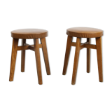 Tabourets en similicuir brun