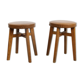 Mid-century brown leatherette stools