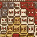 Deep Burgundy & Mustard Yellow Star Pattern Turkish Kilim Rug, 145x282 Cm