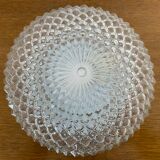 Antique Ceiling Light Wall Lamp Molded Glass Diamond Tip + Black Metal Support