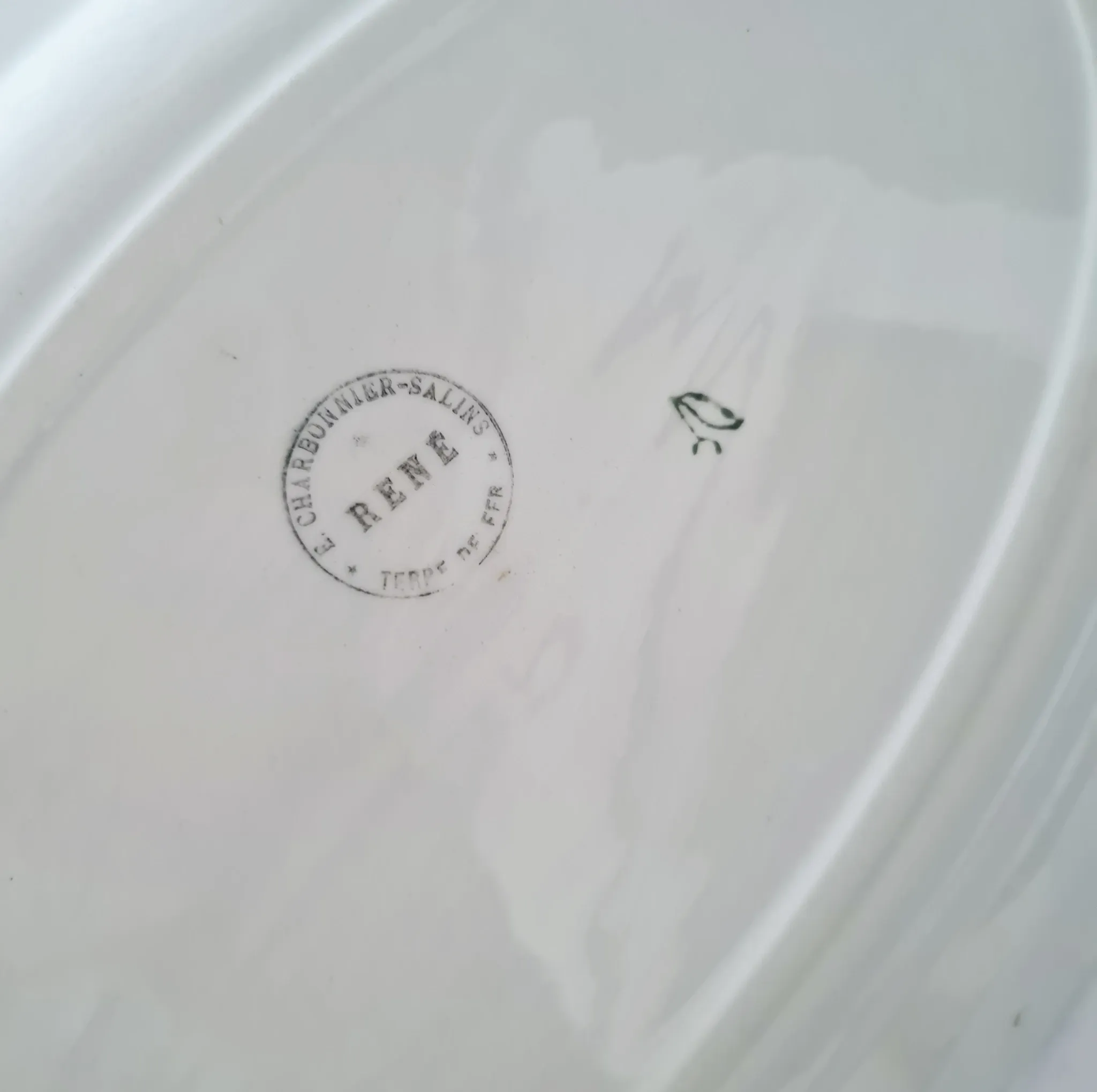 Antique oval dish in Salins ironstone "Renée" – Floral decoration