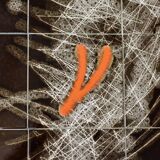 Modernist coffee table in ceramic and metal, 1970.