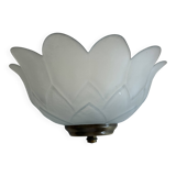 Pair of glass shell wall sconces with brass frames