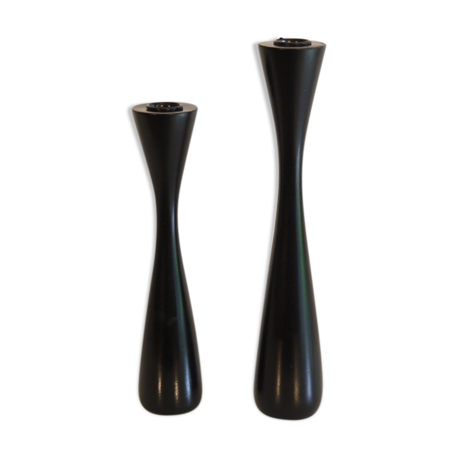 Pair of Scandinavian wooden candle holders 1970
