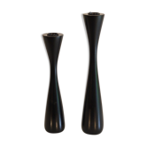 Pair of Scandinavian wooden candle holders 1970