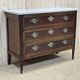 Louis XVI XIXth chest of drawers in mahogany and walnut and white marble top