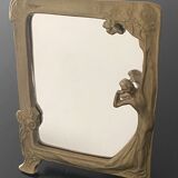 1 small art nouveau brass mirror