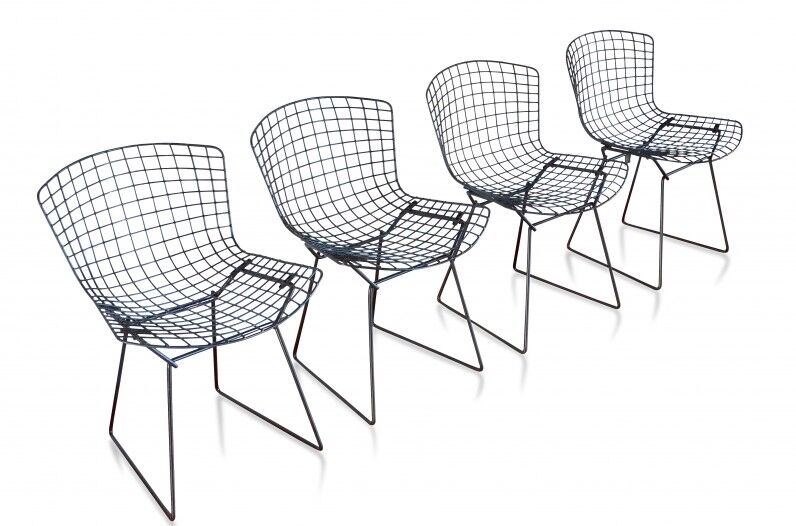 Set of 4 chairs "Wire" by Harry Bertoia, edition Knoll 1st edition
