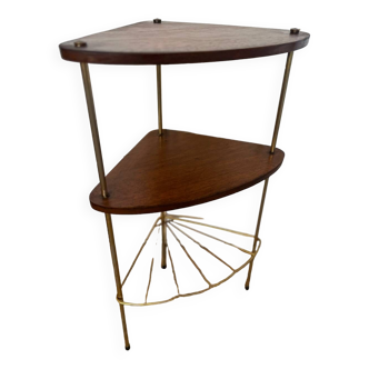 Vintage wood and brass side table