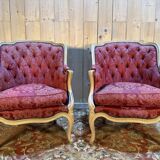 Pair of gondola armchairs in Louis XV style with highlighted wood.