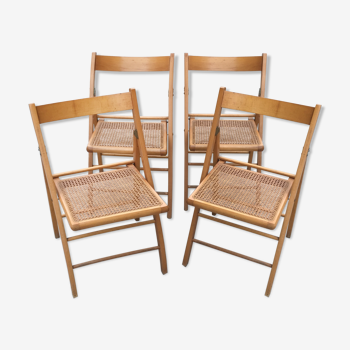 Lot de 4 chaises en bois assise cannée années 60/70