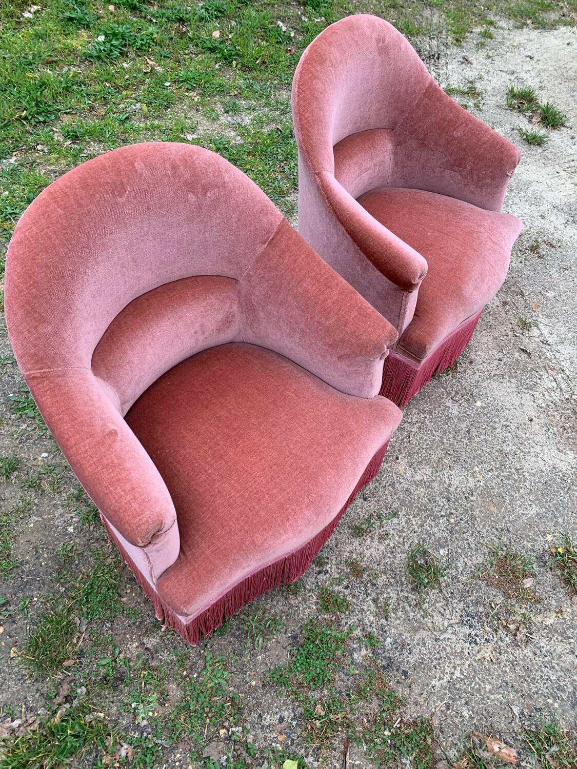 Pair of 1950s toad armchairs