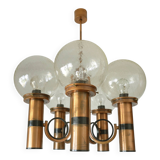 X Large vintage copper chandelier 1980's brutalist hanging light MCM