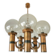 X Large vintage copper chandelier 1980's brutalist hanging light MCM