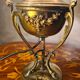 Vintage brass petrol lamp, electric, with glass and lead shade, 38x21