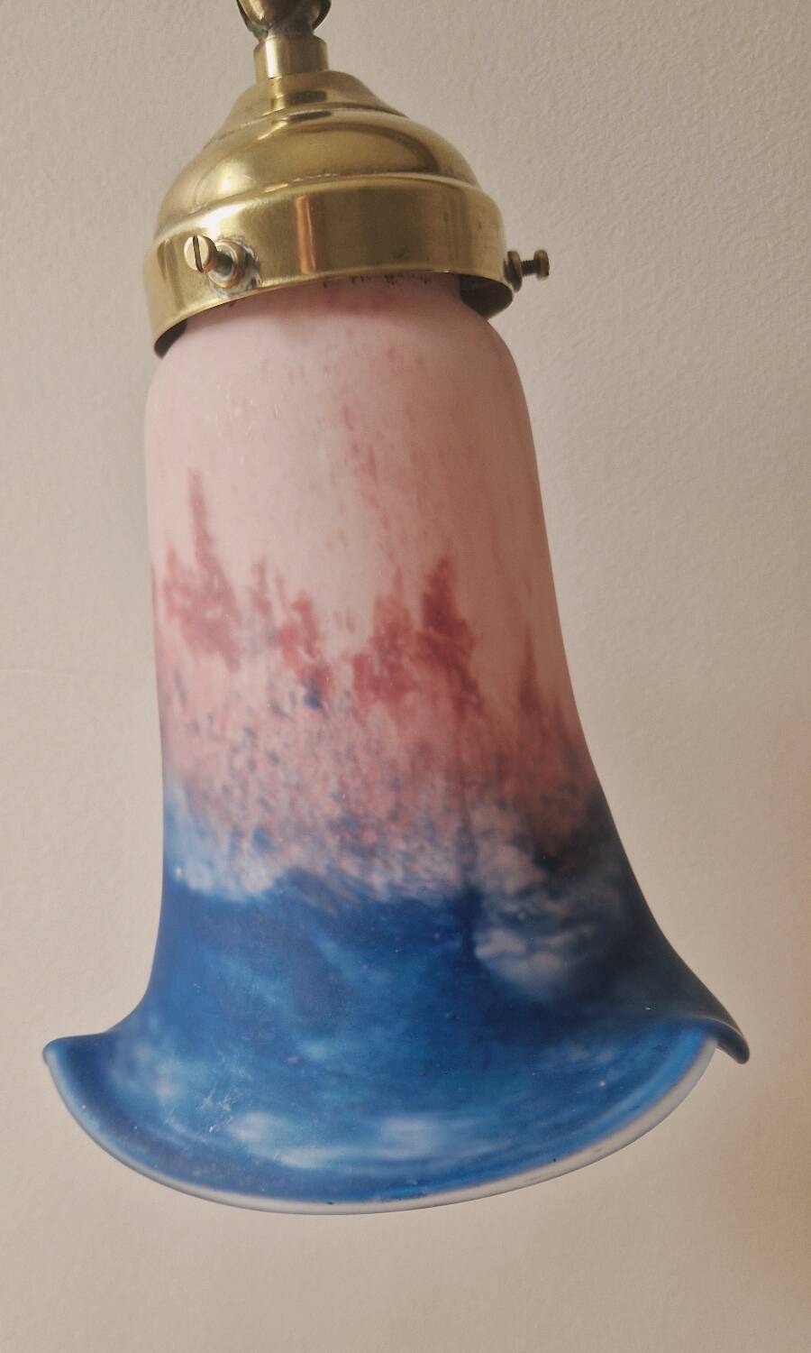 Art Nouveau style lamp - Brass and glass paste - 1920s period