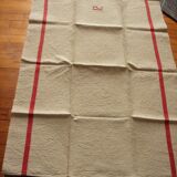 Lot 3 towels linen strips red monograms D J
