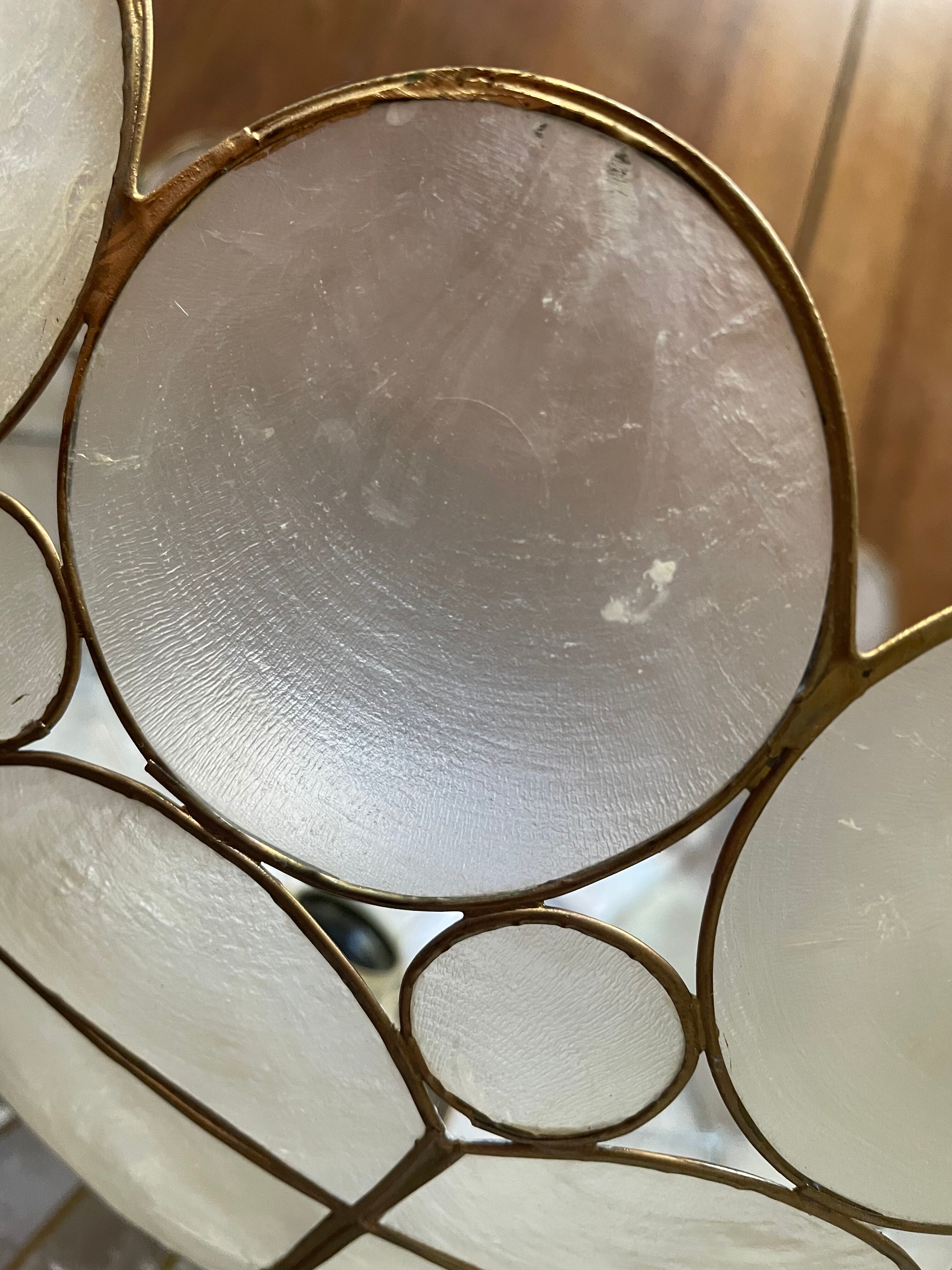 Mother-of-pearl and brass hanging lamp