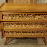 Vintage sixties rattan chest of drawers
