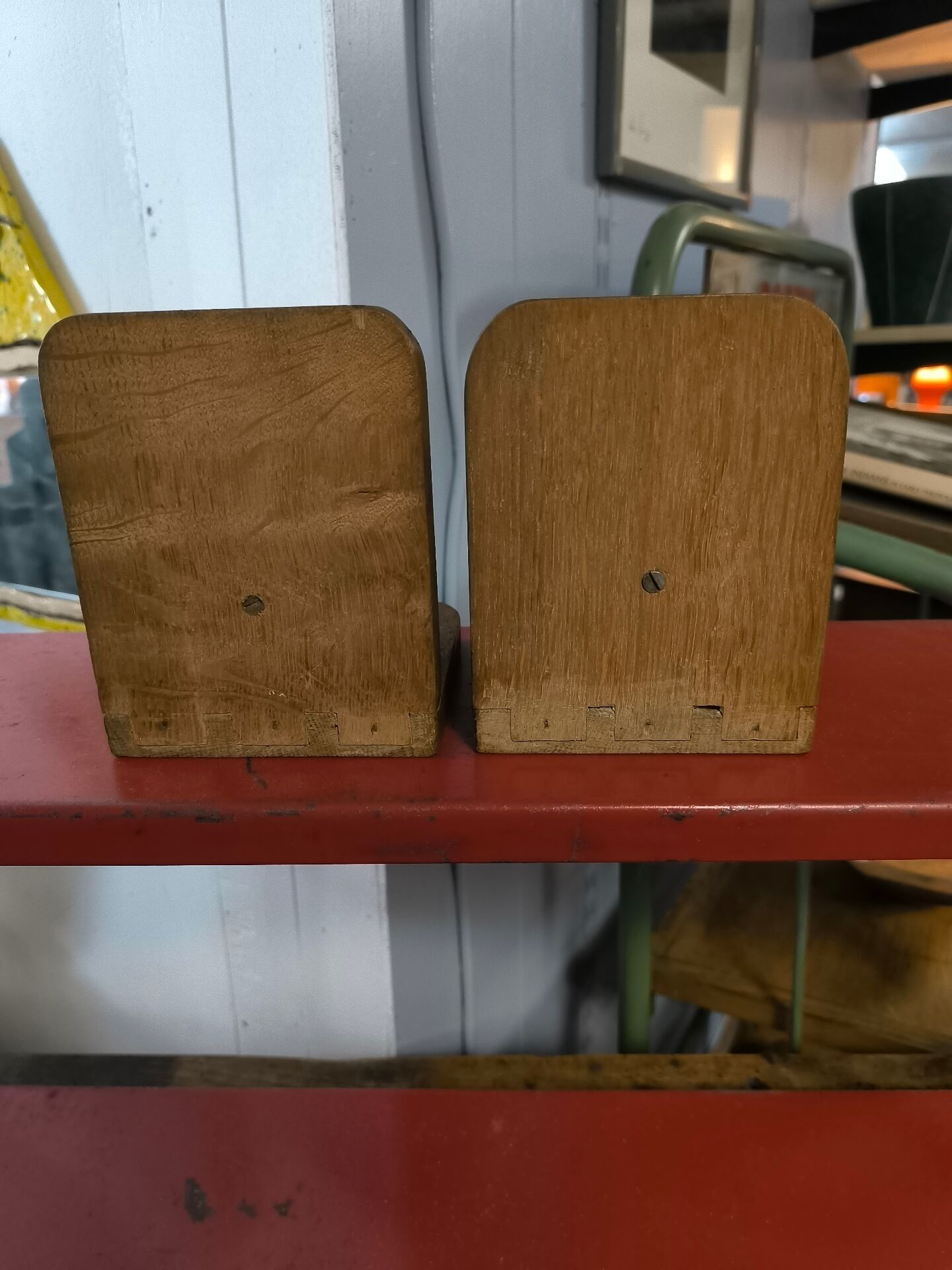 Pair of wooden dice bookends, circa 1960