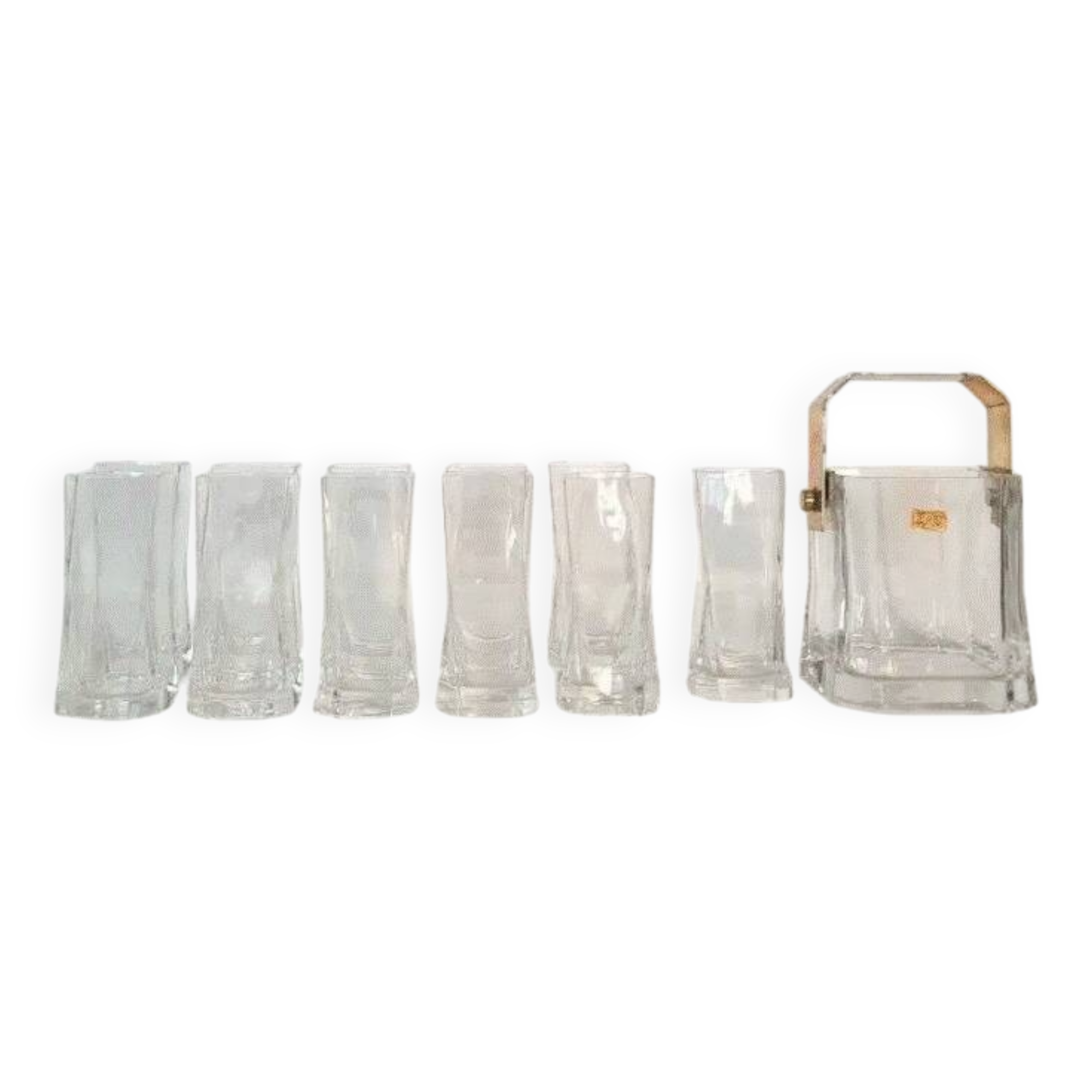 Set of 11 glasses with ice bucket, Tumbler Designer Cino Boeri for Arnolfo