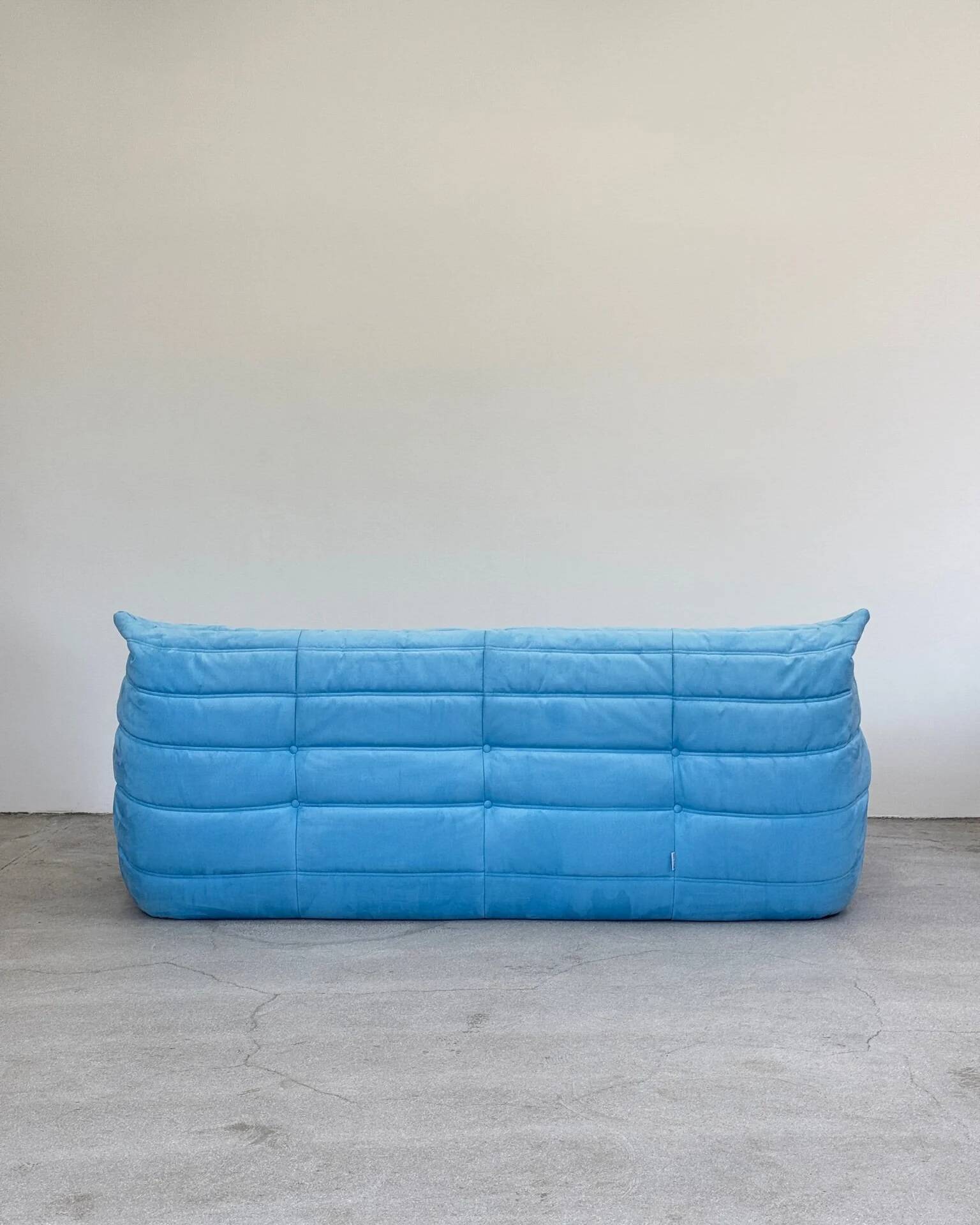 Baby blue Alcantara 3-seater Togo by Michel Ducaroy