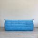 Baby blue Alcantara 3-seater Togo by Michel Ducaroy