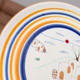 Cream Ceramic Wall Plate from Italy 1980s Studio Ceramics – Hand-Painted, Mid-Century Folk Art
