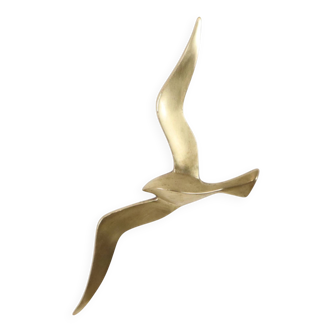 Mid Century Brass Seagull Bird Wall Decoration 35cm