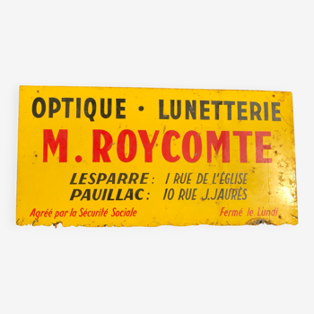 Ancienne tôle publicitaire opticien