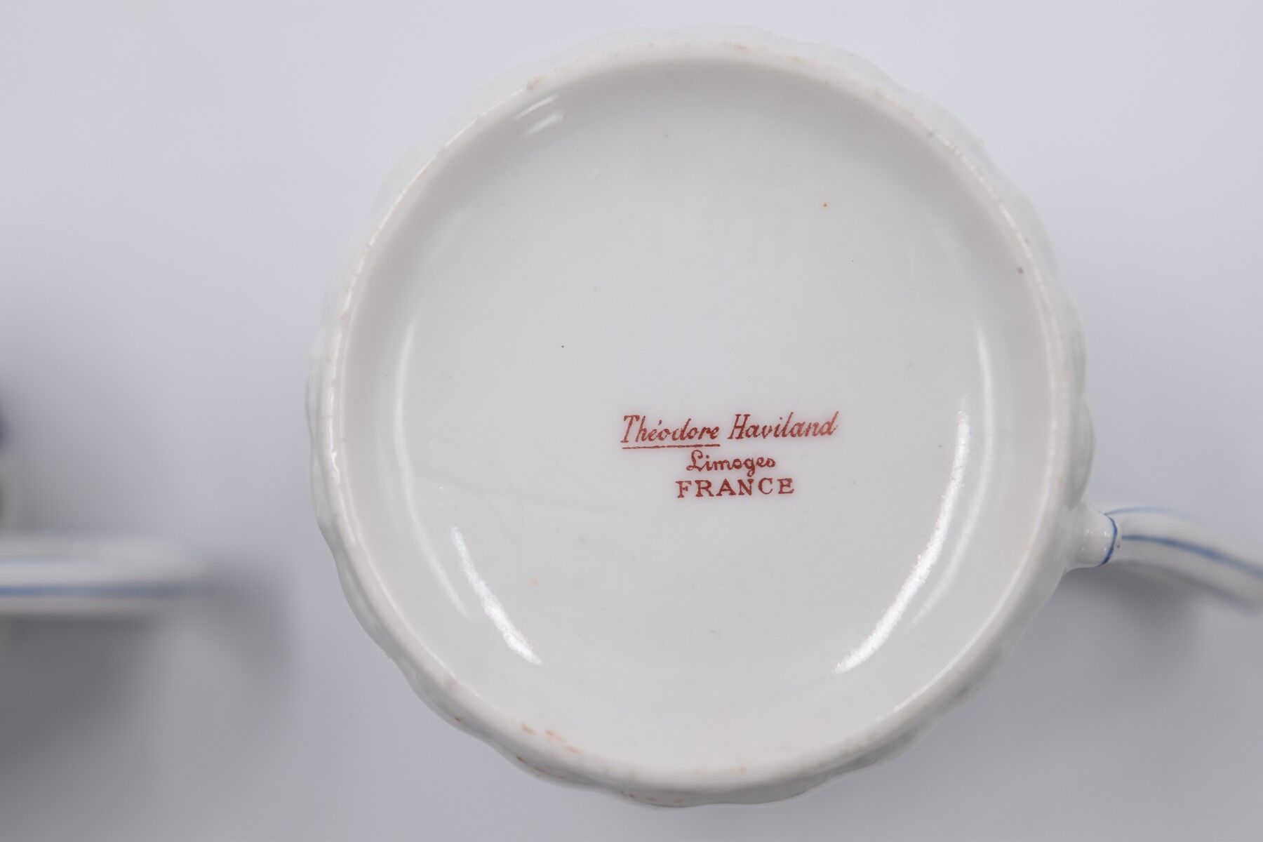 6 cups and saucers porcelain Haviland Limoges barbed-wire décor