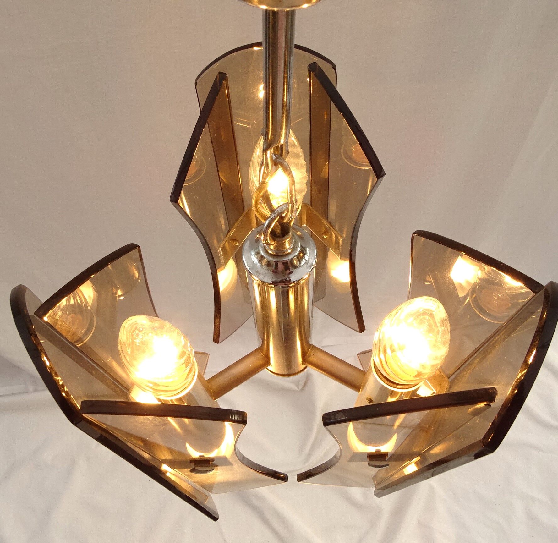 Design chandelier in smoked glass 6 lights