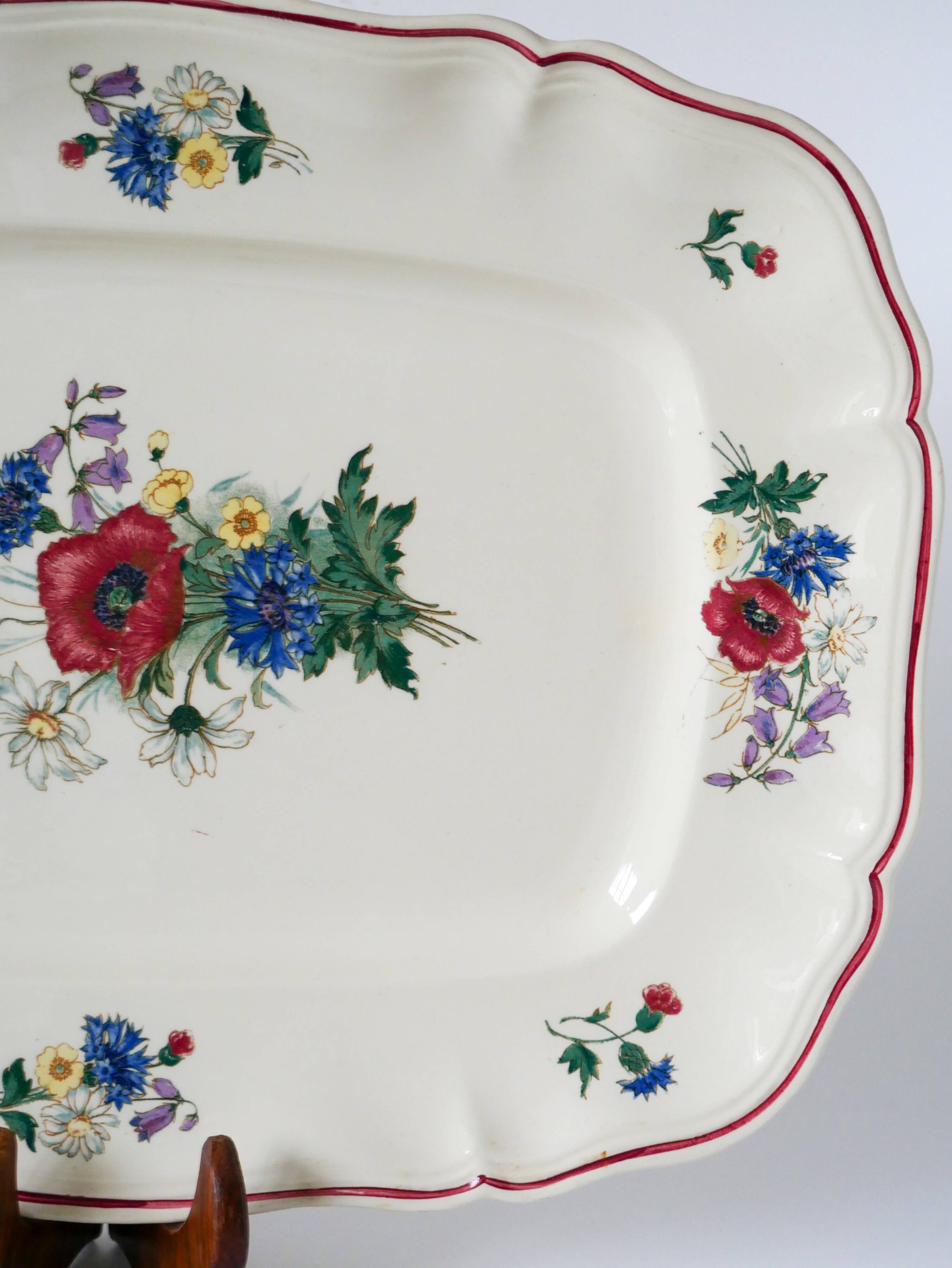 Large rectangular dish Digoin Sarreguemines model Agreste, 1960