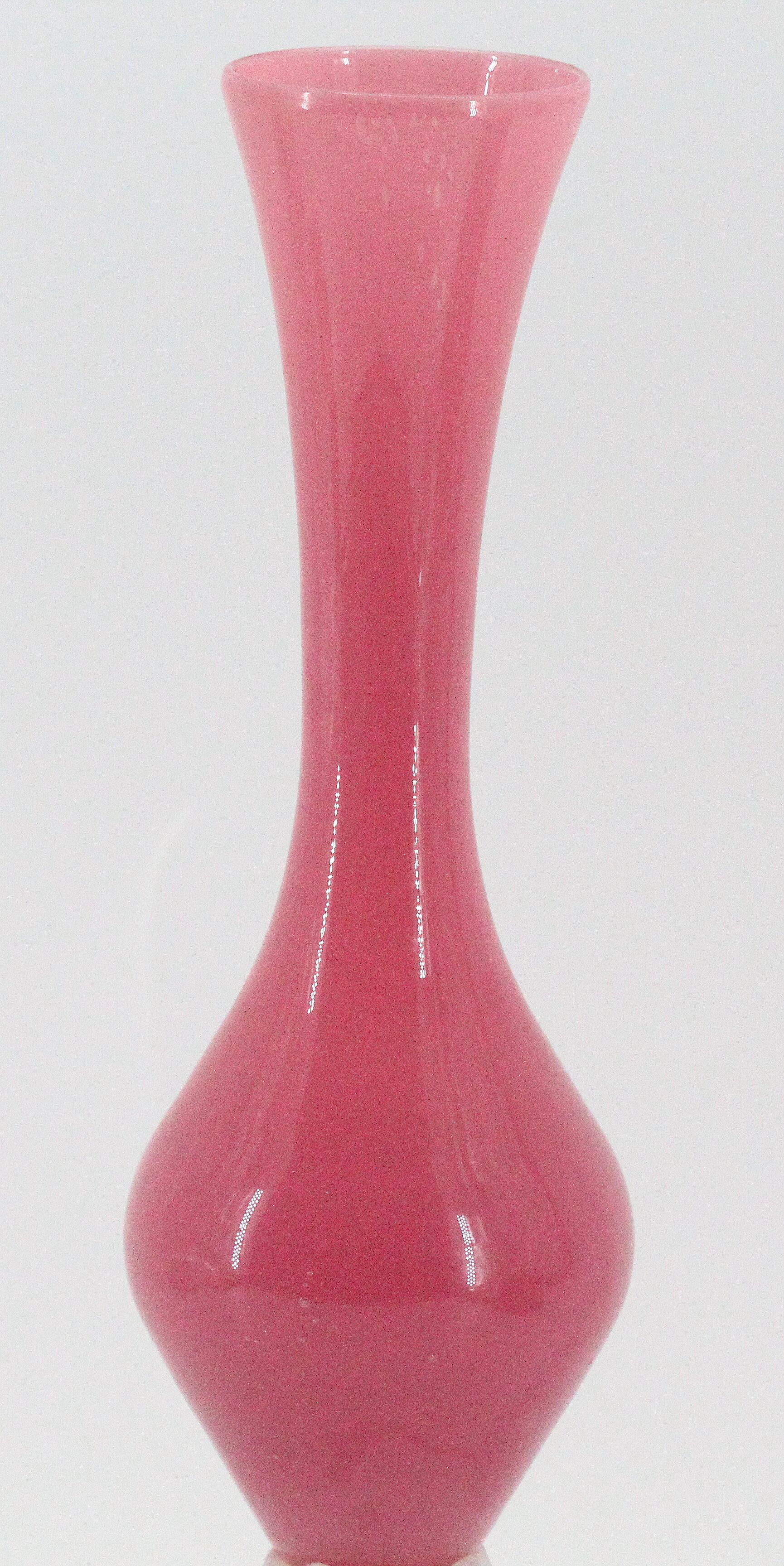 Vase en opaline rose et blanc