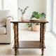 Vintage wooden console side table with turned legs.