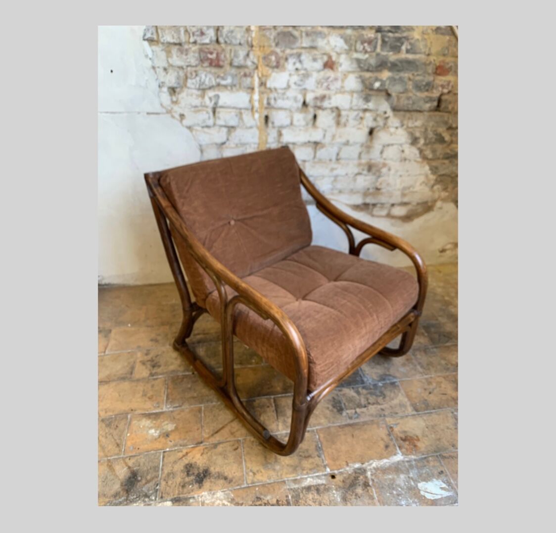 vintage rattan armchair 1970S by KOK Maison, France