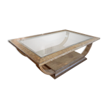Table basse en bois et verre