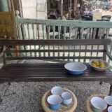 Black lacquered teak bench circa 1960
