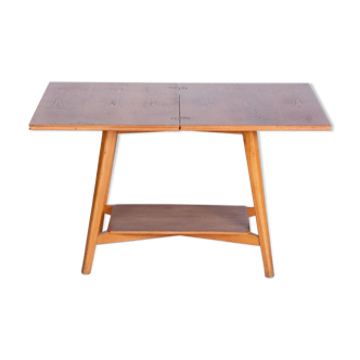 Restored Midcentury Beech Oak Folding Table, Revived Polish, Czechia, 1950s