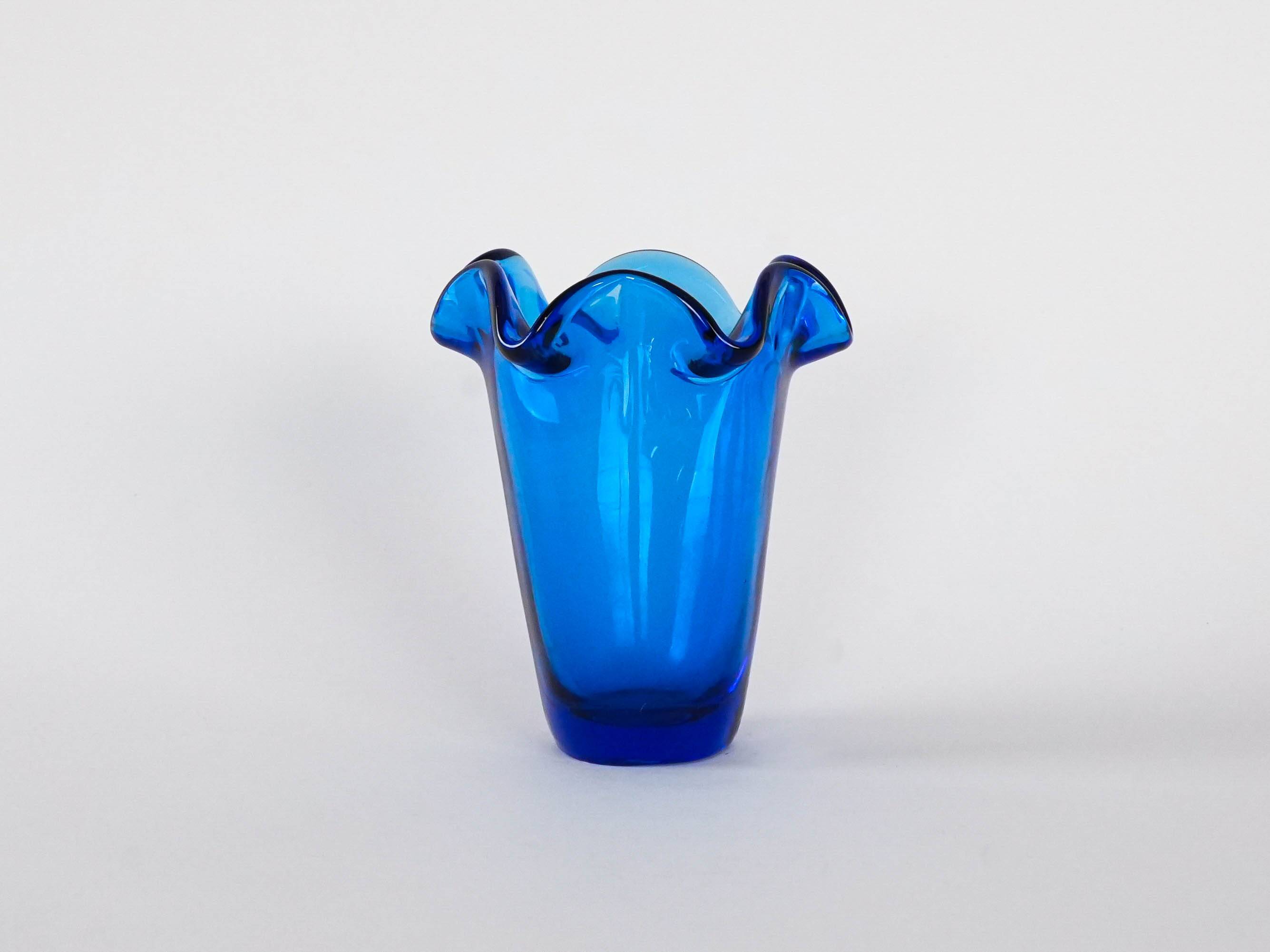 Cobalt glass vase, Danish design, 1970s, made in Denmark