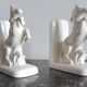 White earthenware bookend - prancing horses - H: 15 cm.