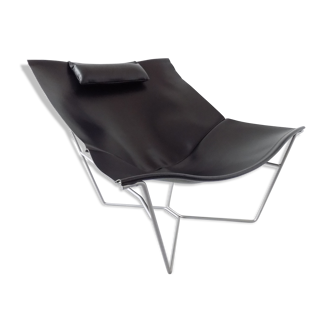 Semana black leather sling chair by David Weeks for habitat uk