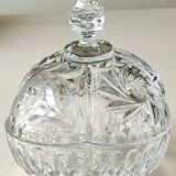 Large candy box in cut Bohemian crystal. Floral/Star motifs