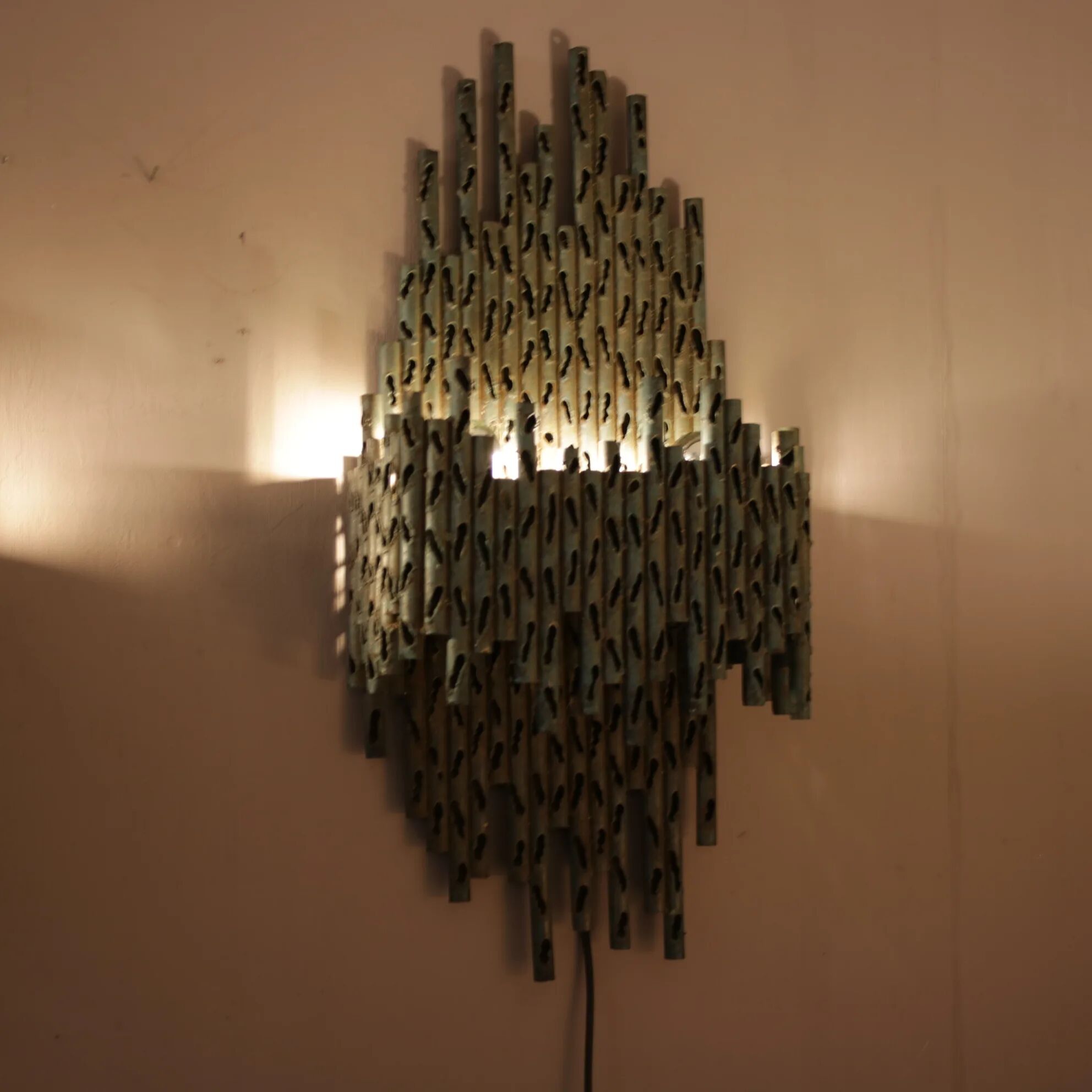 1960s brutalist wall lamps by Marcello Fantoni, Italy