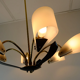 6-light chandelier with acrylic shades 1950