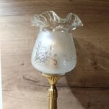 Lampe de table rétro chic bronze, globe à volant, vintage upcyclé