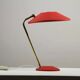Red Shrink-Lacquered Brass Table Lamp, Germany, 1950s