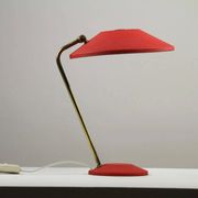Red Shrink-Lacquered Brass Table Lamp, Germany, 1950s