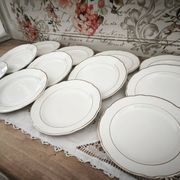 Lot de 12 assiettes à dessert en faïence blanche liseré doré Sarreguemines