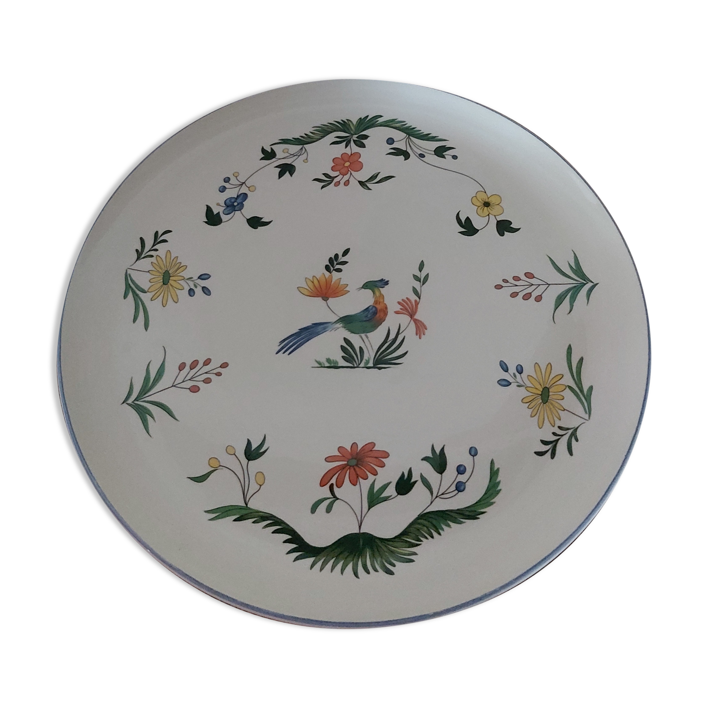 Faience dish from Gien Birds of Paradise